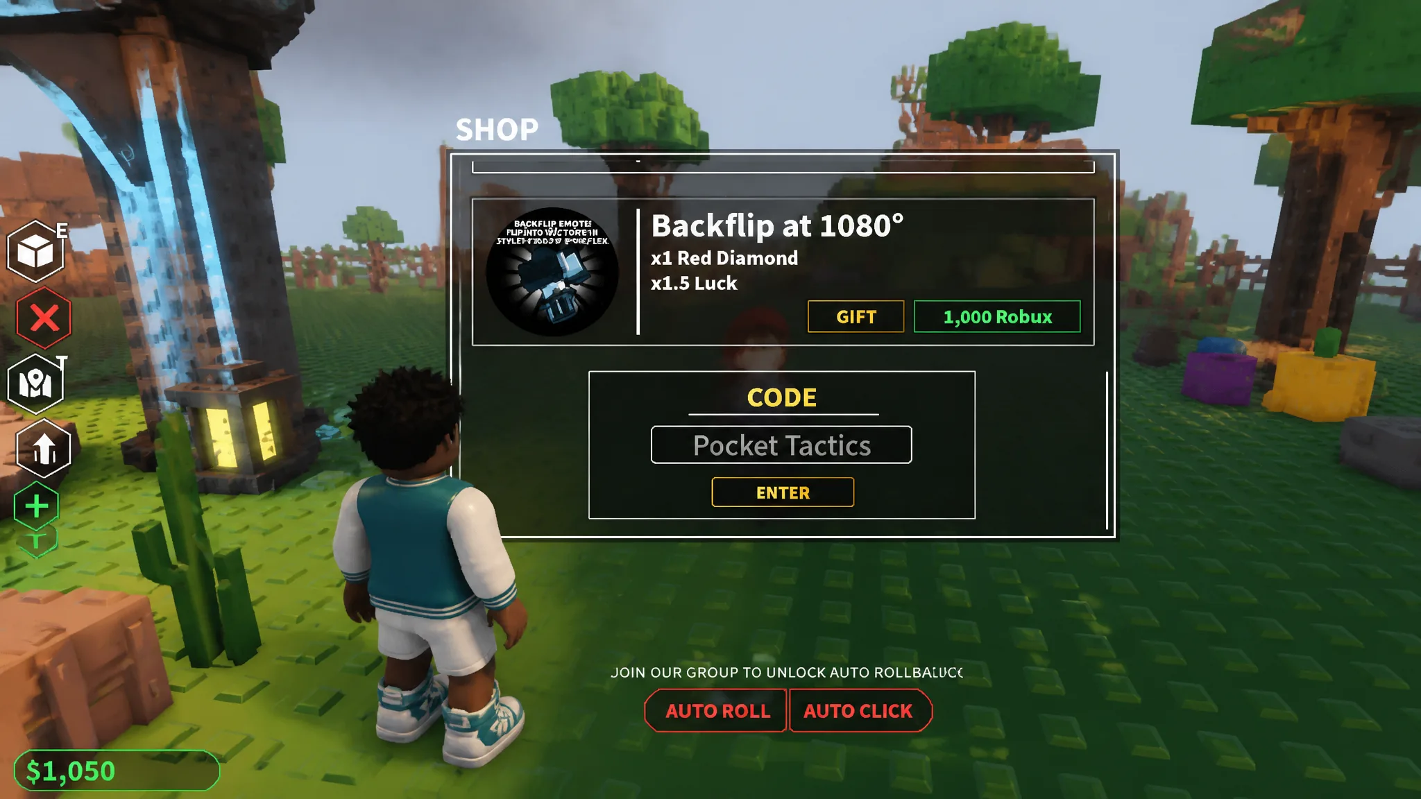 Code entry box open in Just A RNG Game on Roblox