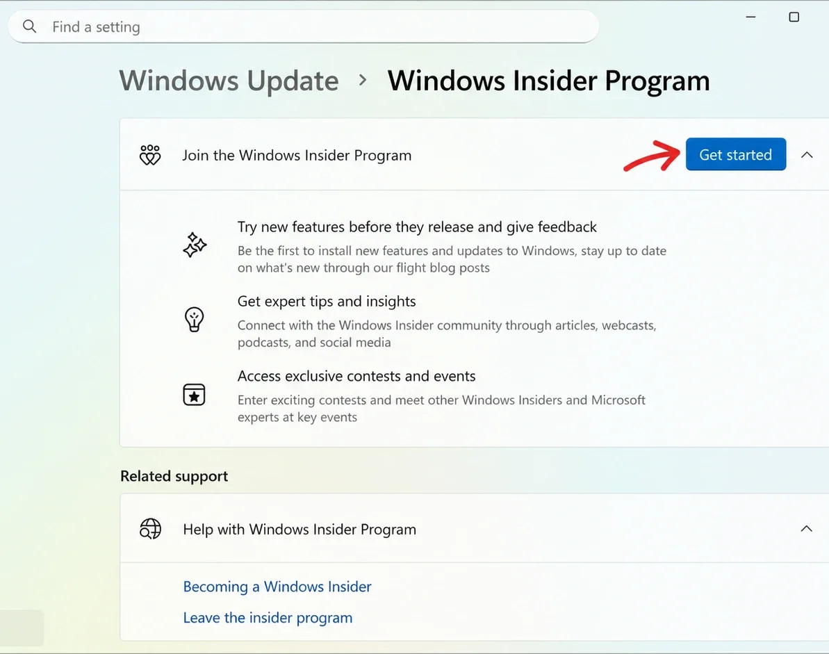 Windows 11 Insider start enroll