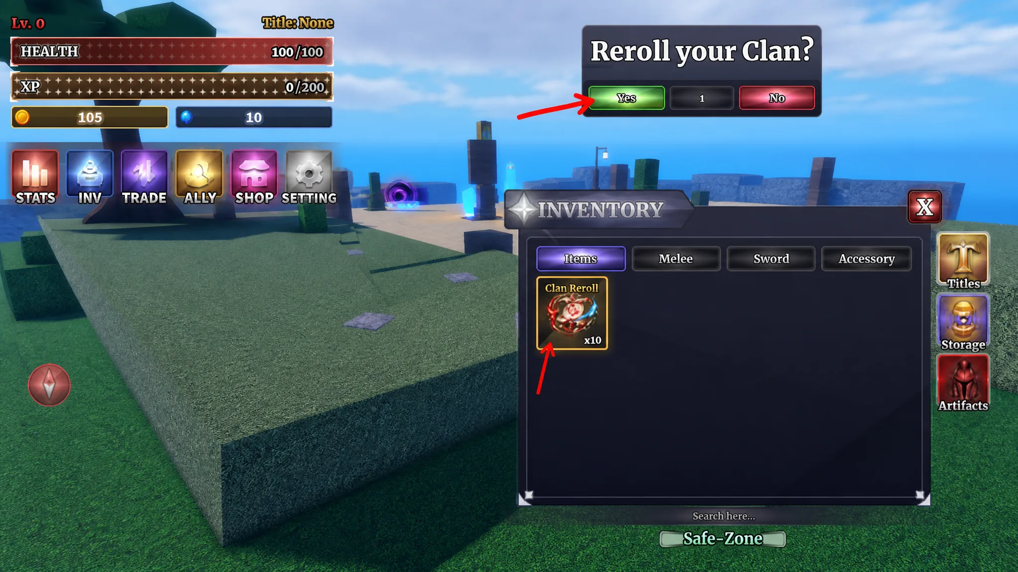 Roll clans in Sailor Piece