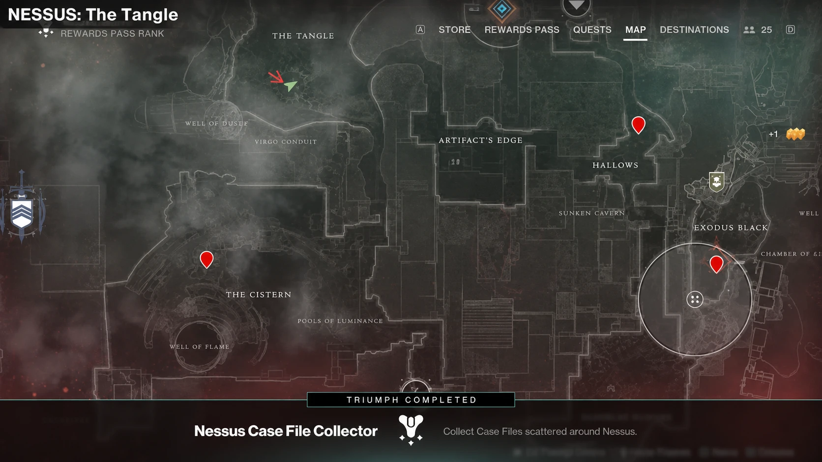 The Tangle Case File on a pillar inside a canyon in Destiny 2