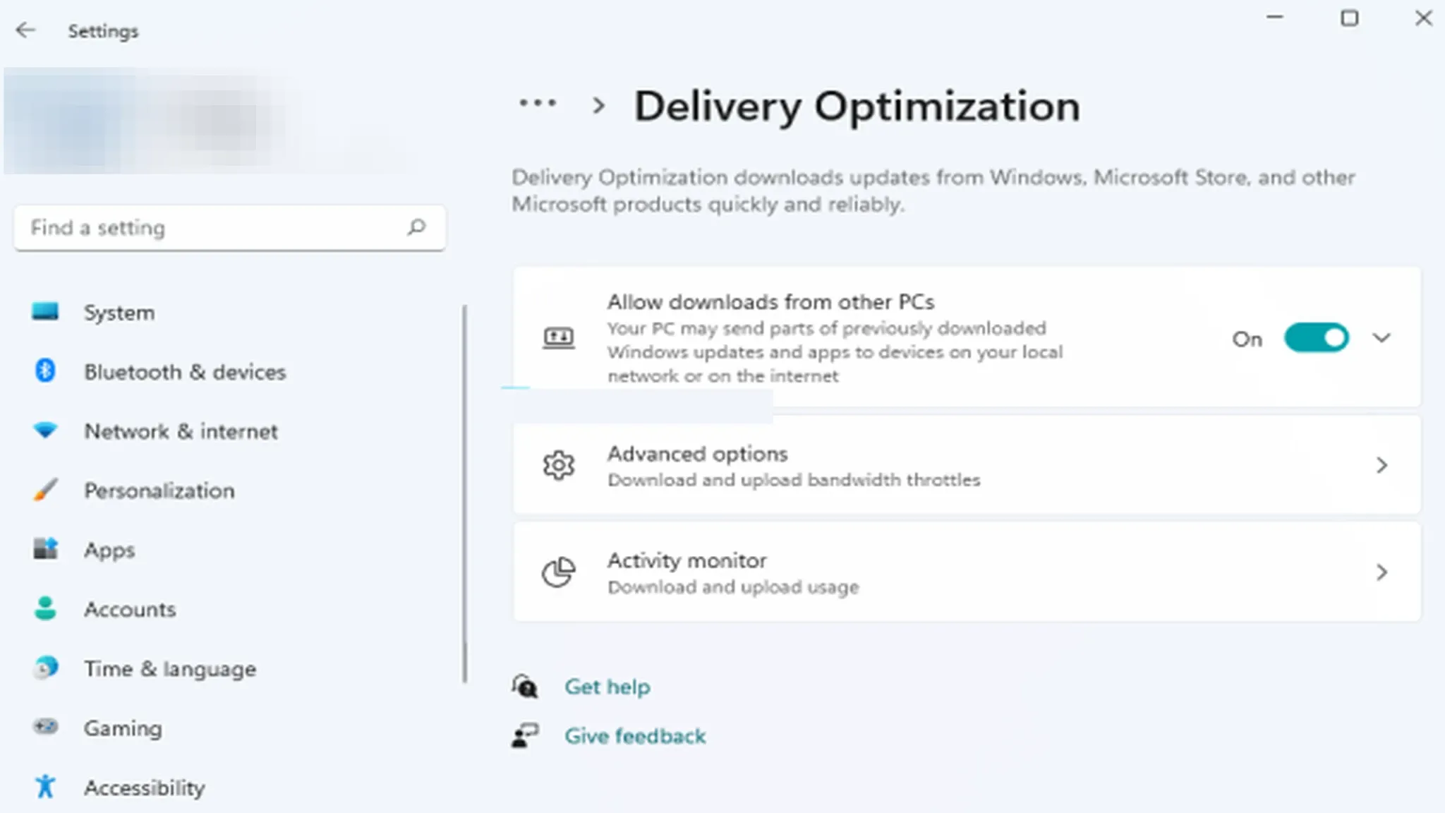 Enable/Disable Delivery Optimization