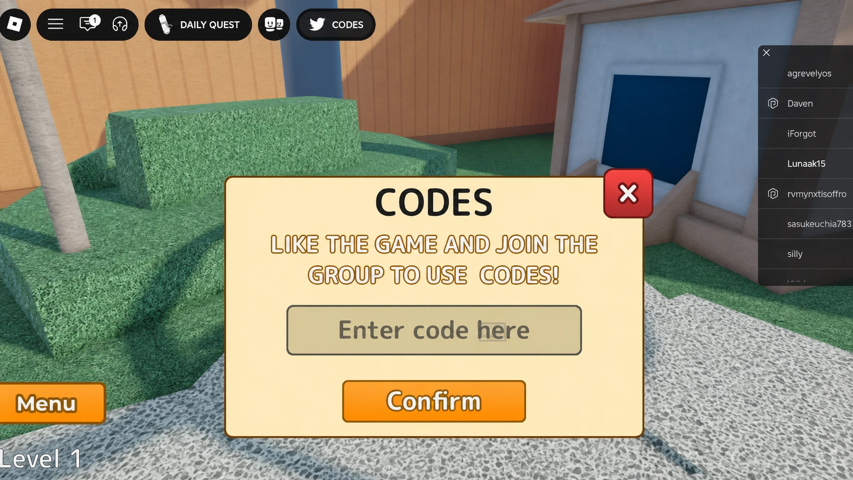 Redeeming Shinobi Way codes on Roblox