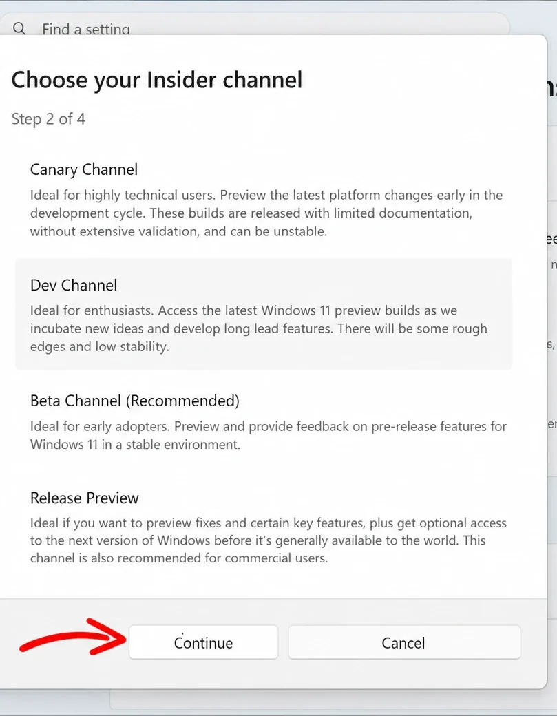 Windows 11 Release Preview, Beta, Dev, Canary Channels