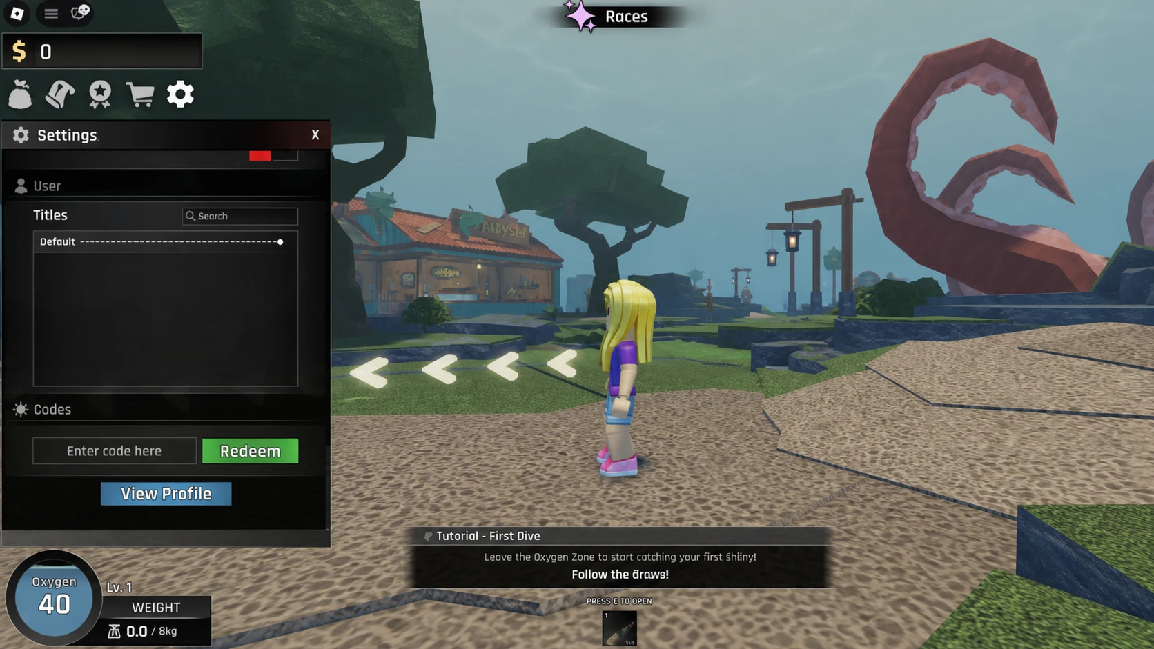 Abyss codes: a huge pink tentacle looming over a person stood on a path