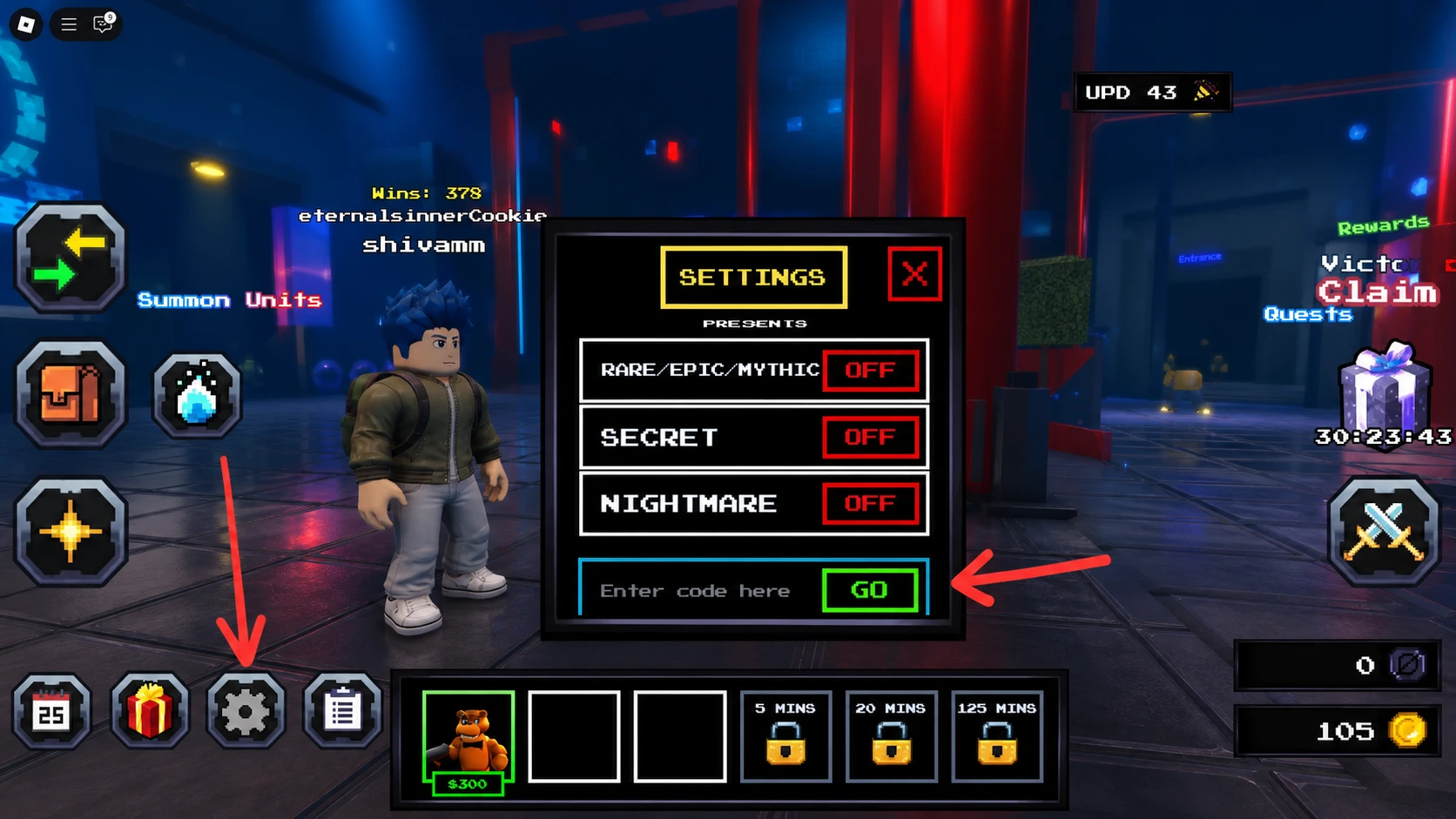 redeem roblox five nights td codes