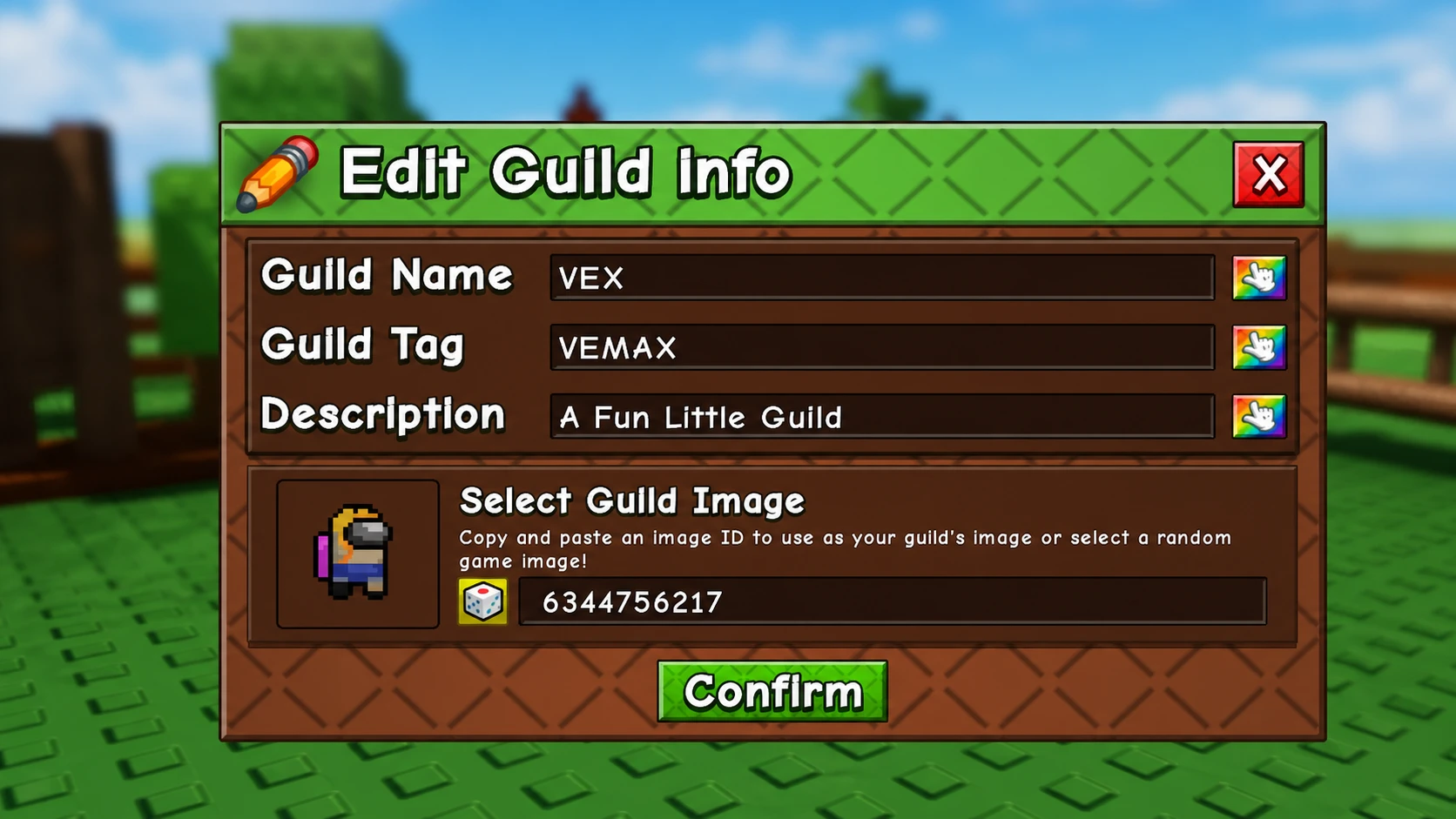 The Guild Customization Menu in GAG 2