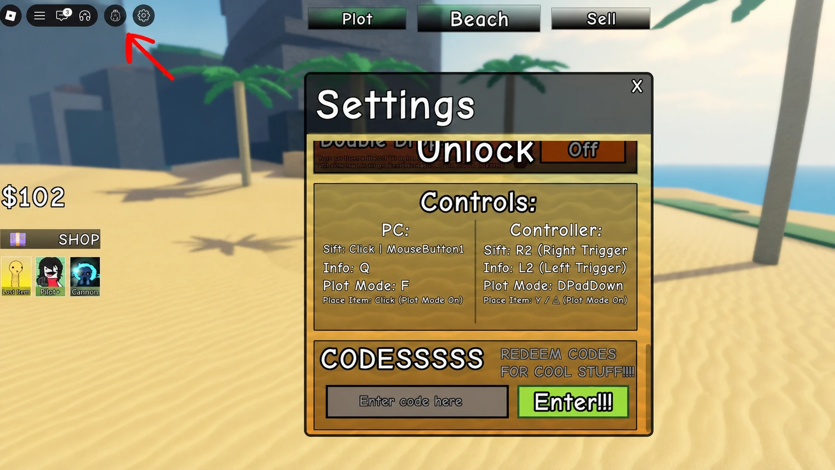 How to redeem codes in Roblox Sift