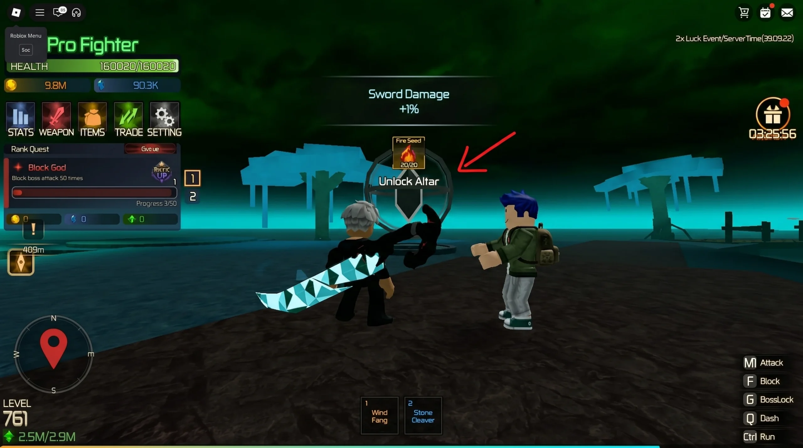 image showing the location of the Sword Damage Altar on Helheim