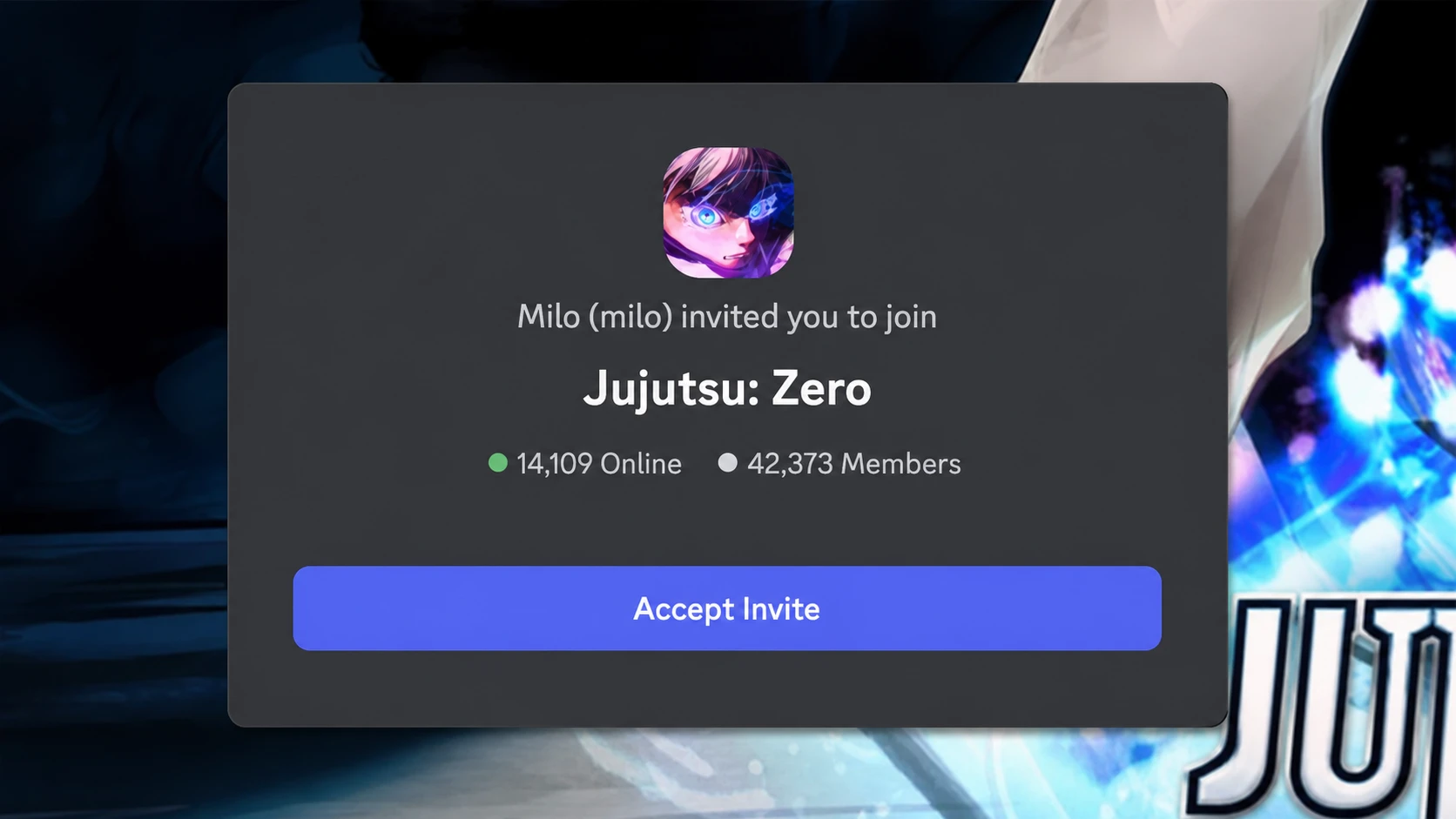 Jujutsu Zero codes: An image of the Jujutsu Zero Discord server