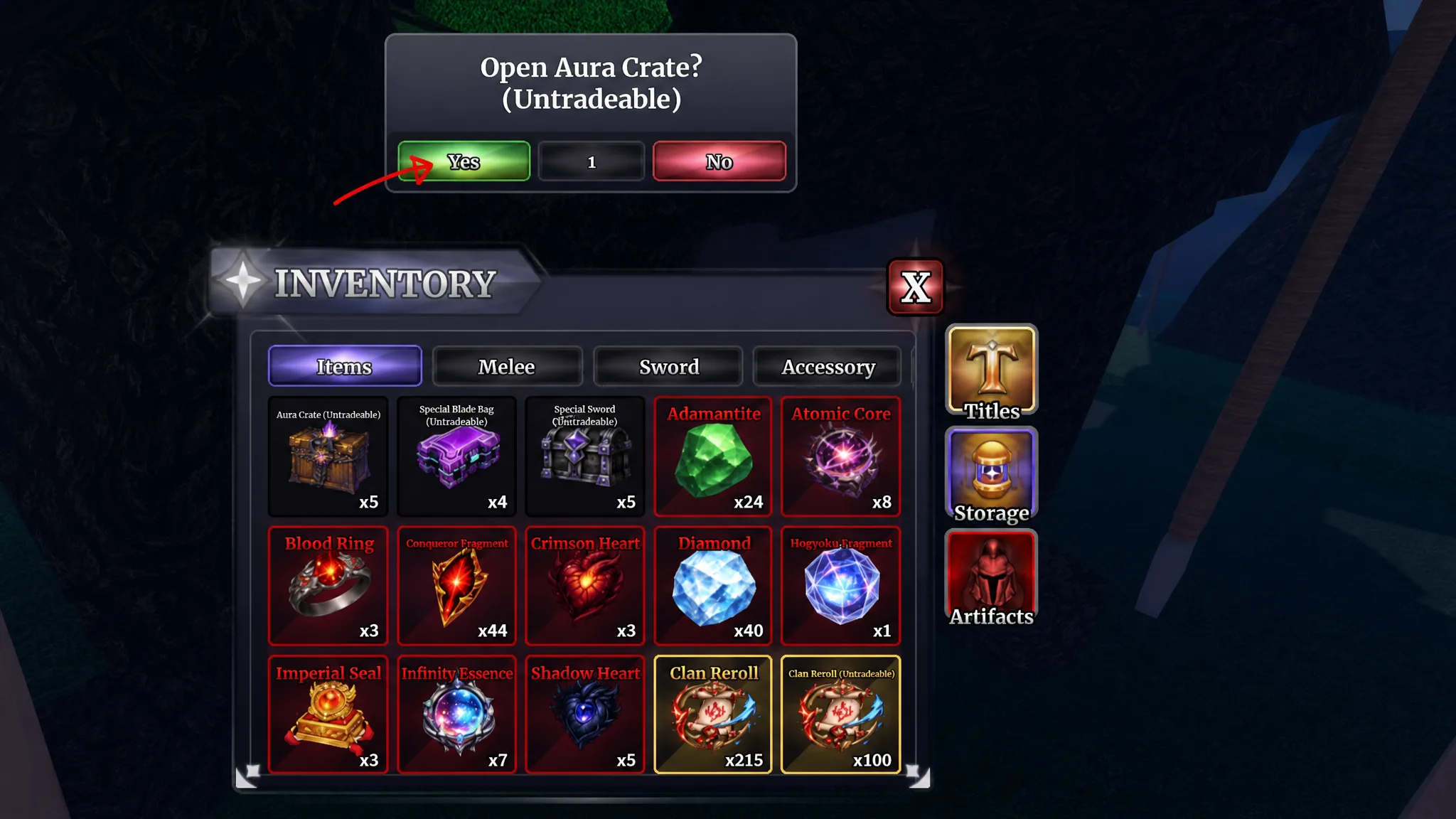Aura crate use in Sailor Piece