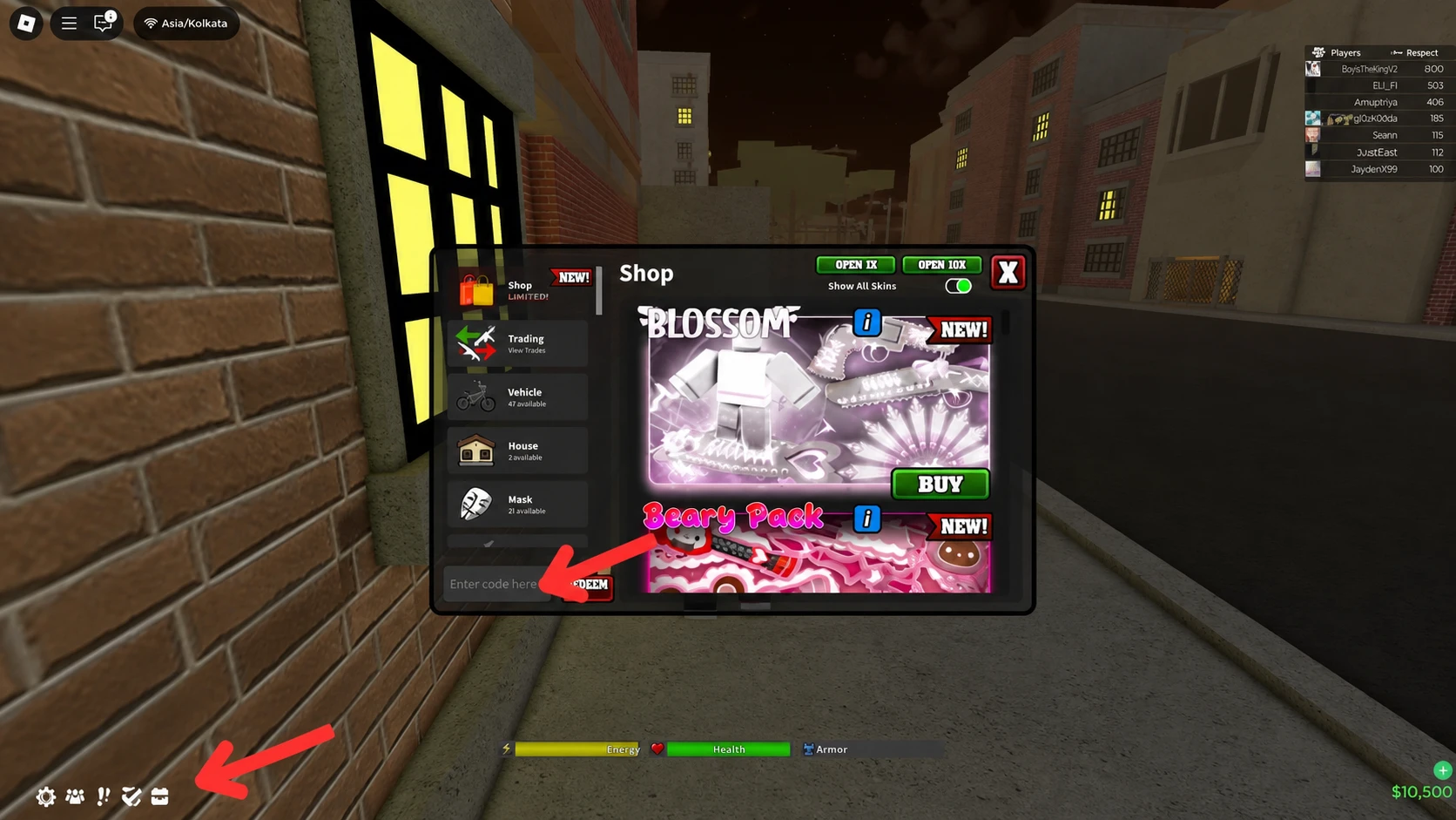 redeeming Roblox da hood codes