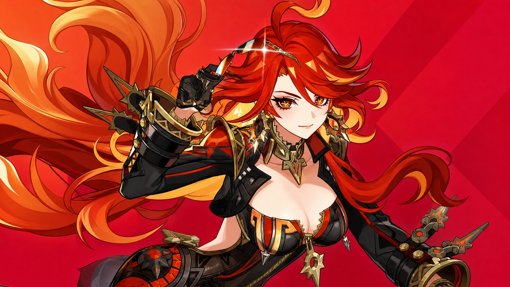 genshin impact tier list - mavuika's wish art on a red background