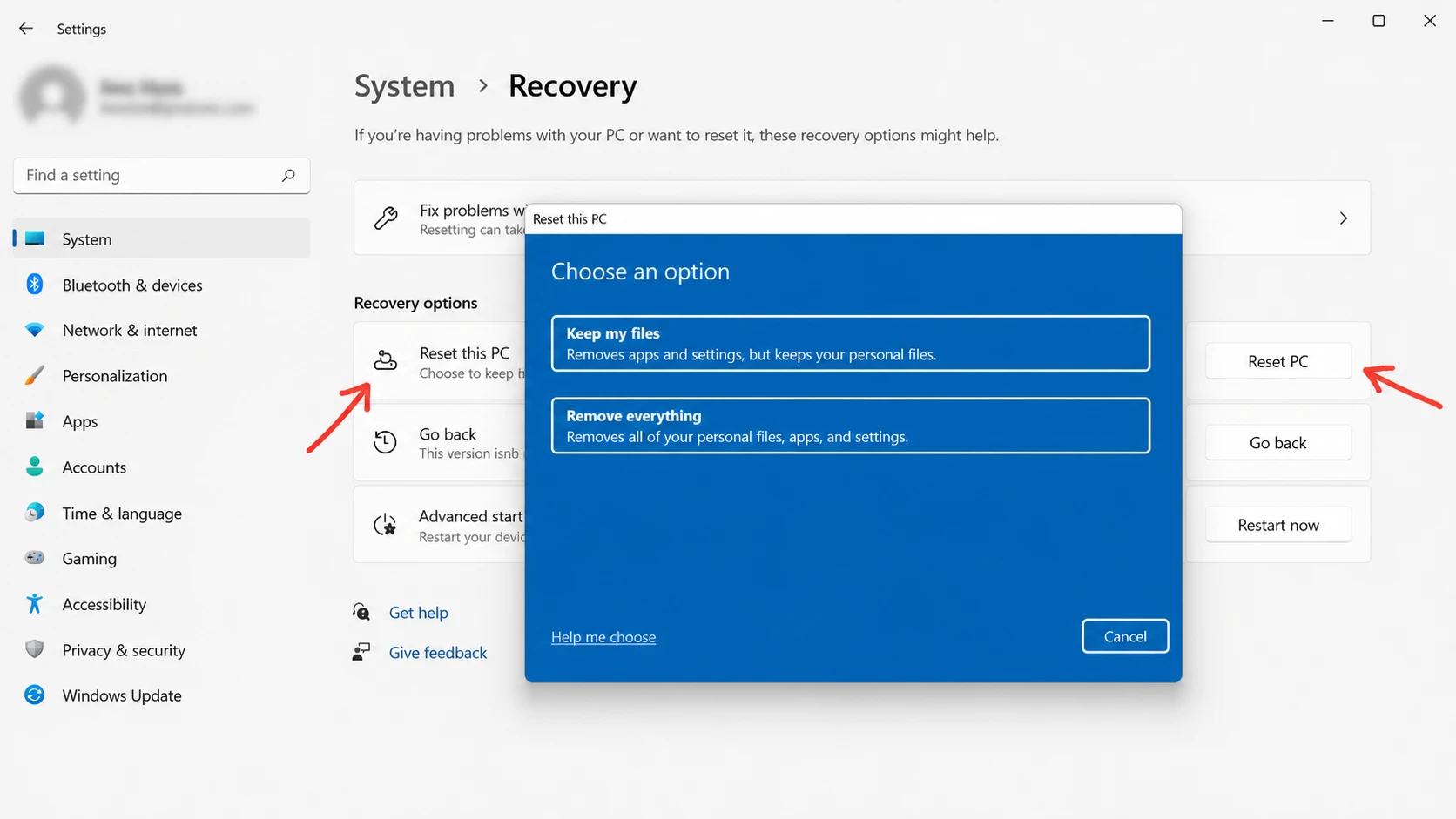 Reset this PC