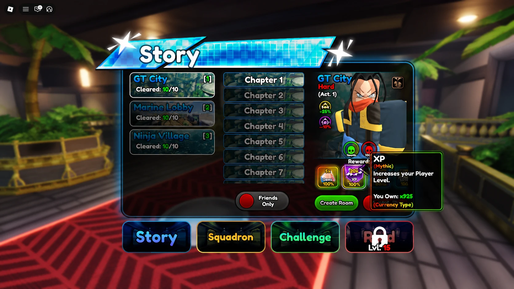 image showing the Player XP farm in Anime Squadron