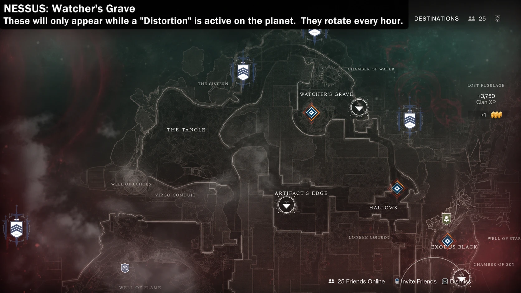 Watcher's Grave Case File on a tree branch in Destiny 2