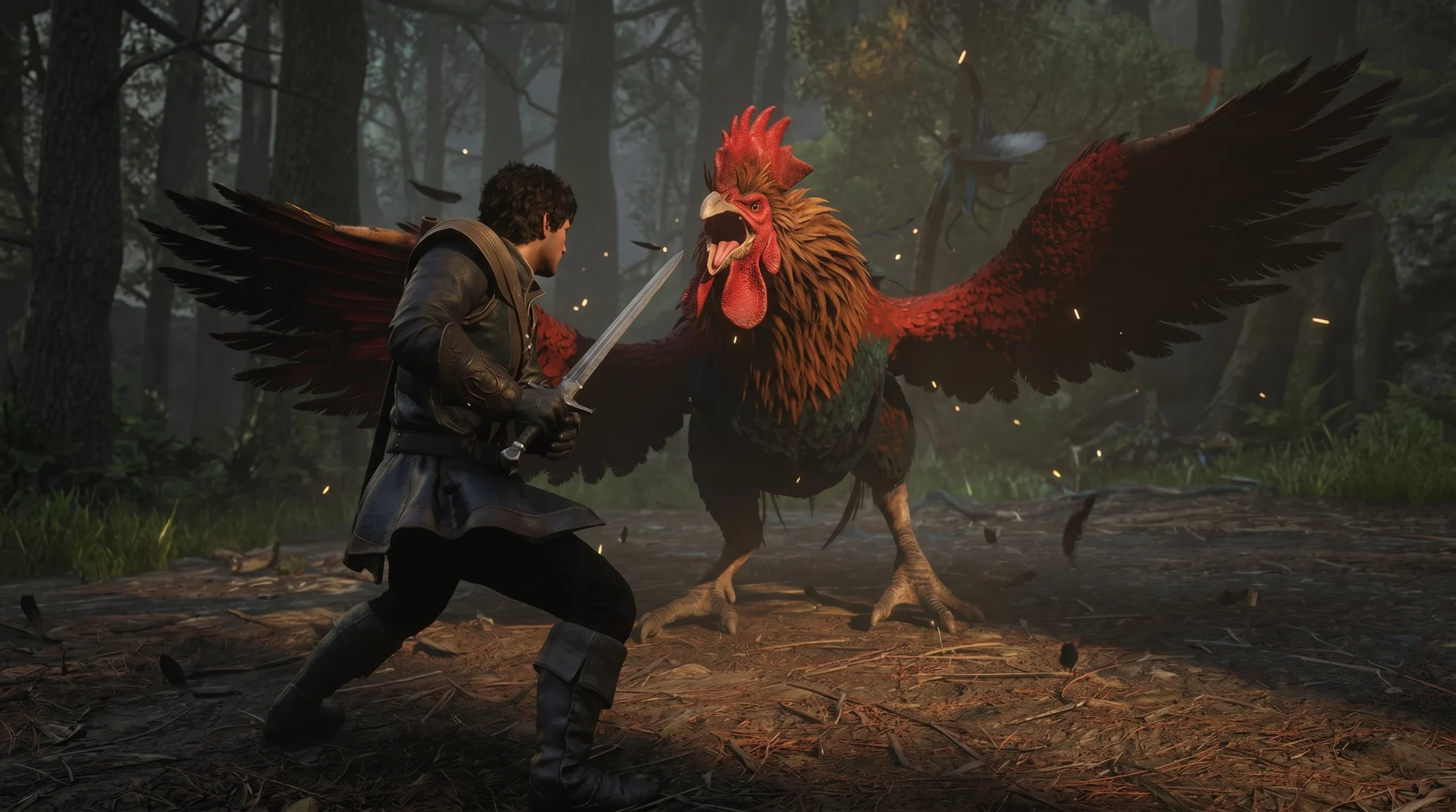 Fighting a Cockatrice in Fable