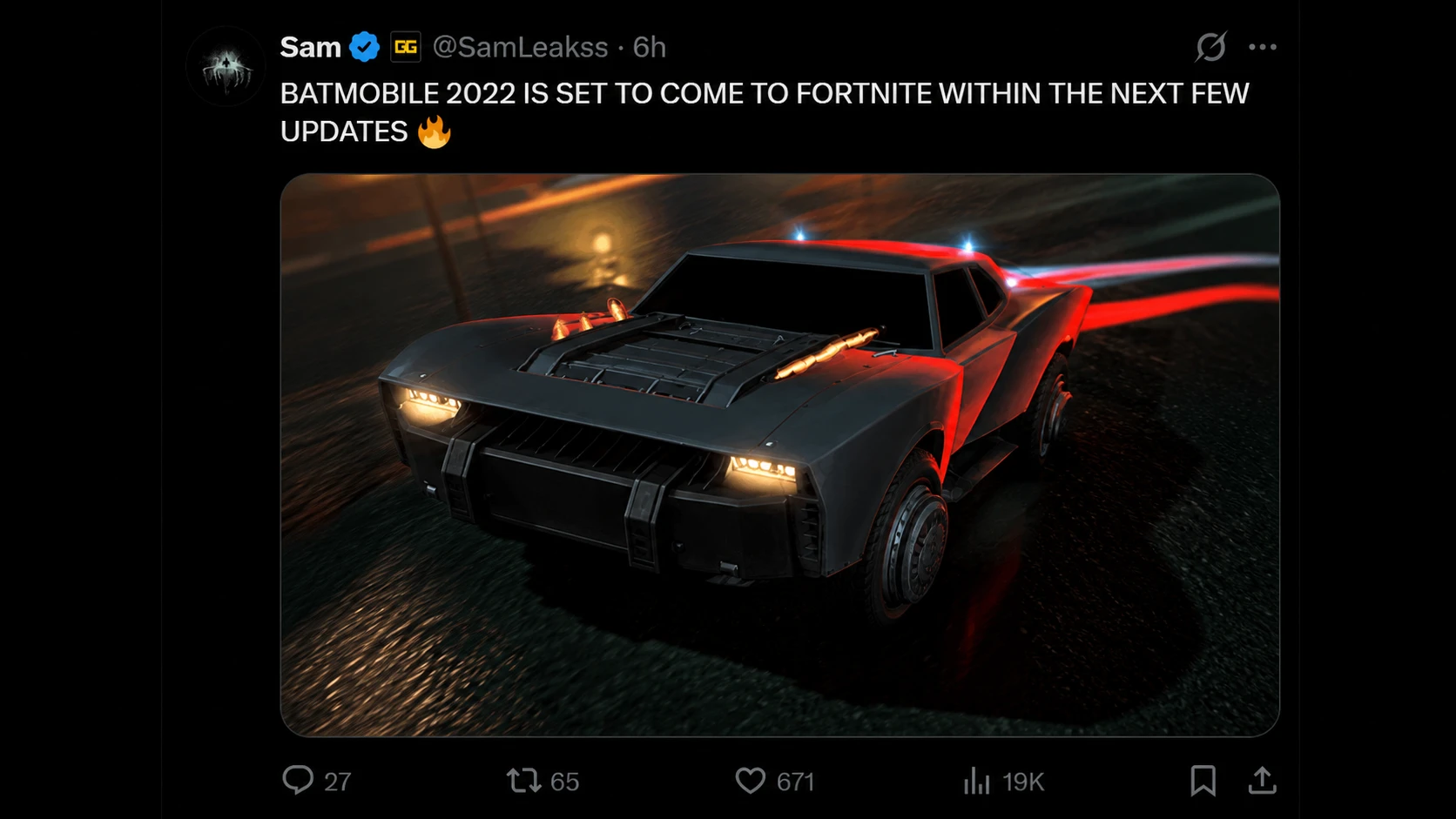 Fortnite The Batman Batmobile