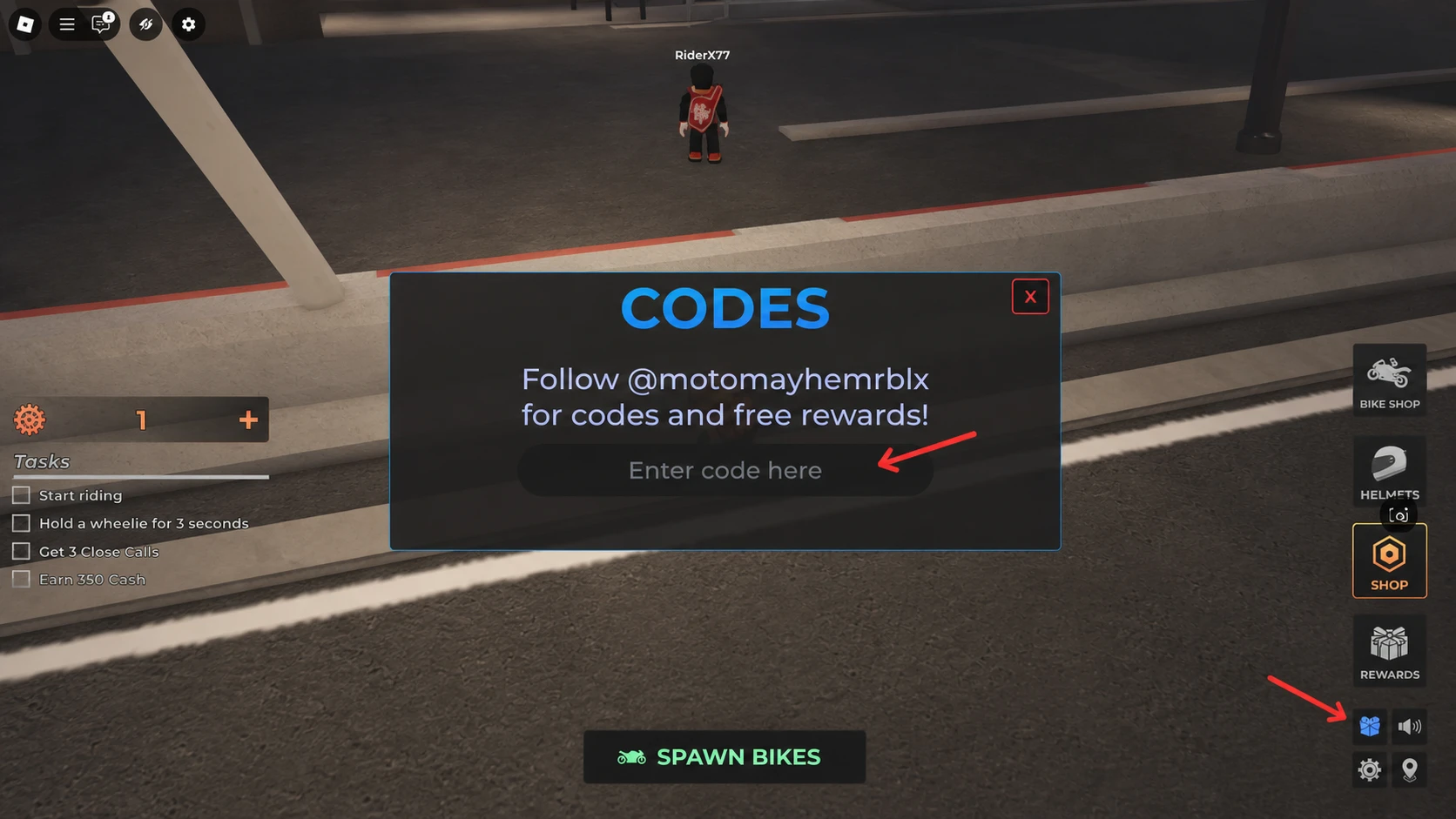 redeem roblox motorcycle mayhem codes