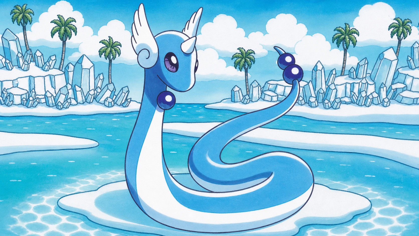 Pokemon Dragonair in its TCG Pocket art