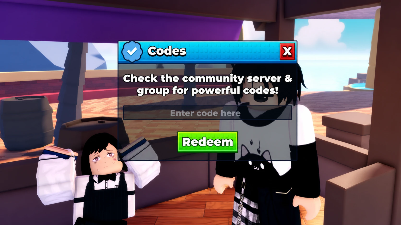 Redeeming Anime Waifu Card Collection codes on Roblox