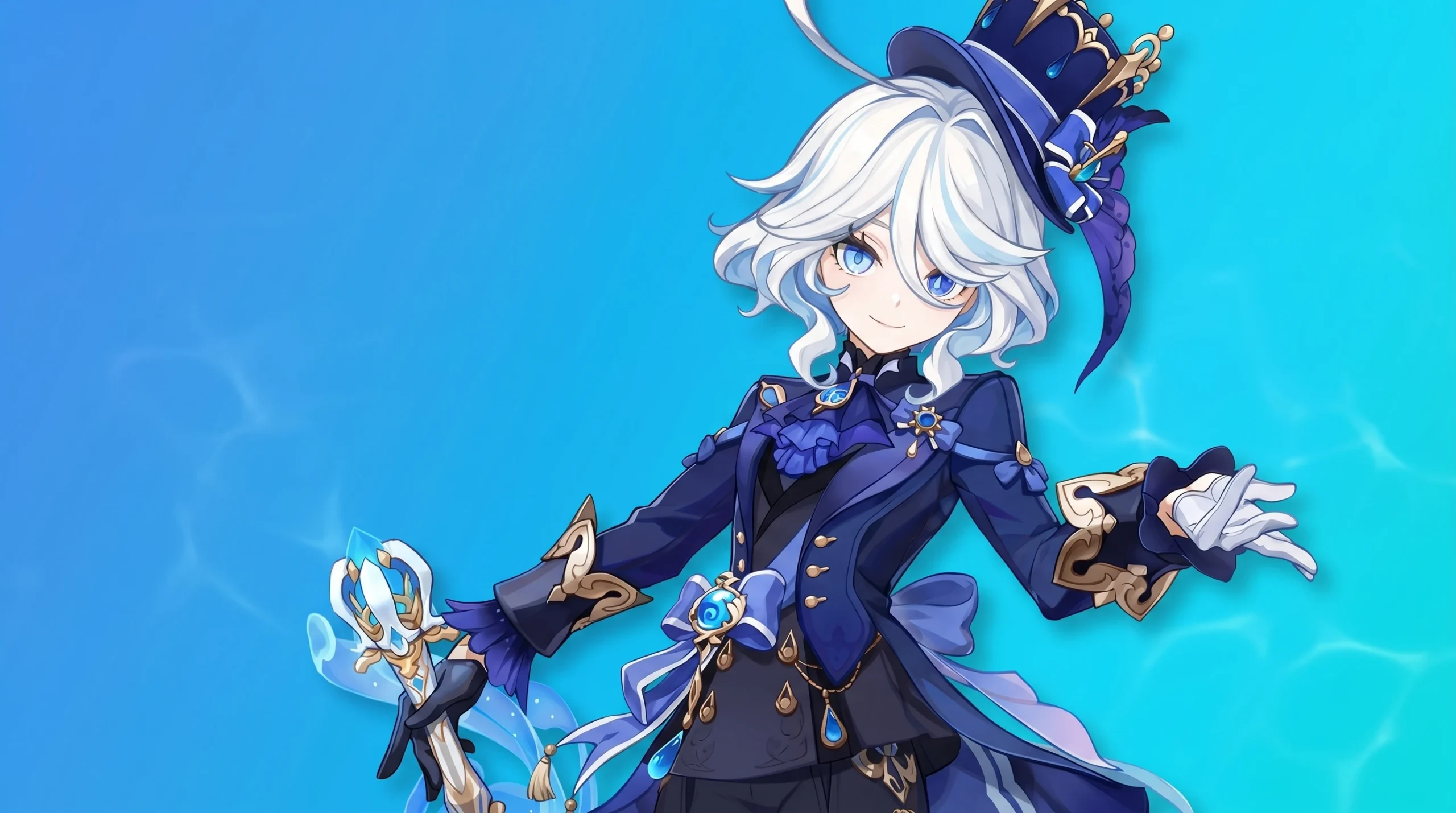 Genshin Impact tier list - Furina with a staff against a blue background with the Pocket Tactics logo
