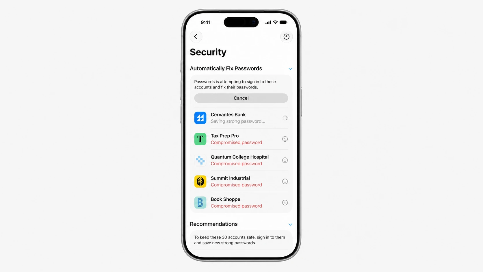 passwords in ios 27 automatically fixing compromised passwords