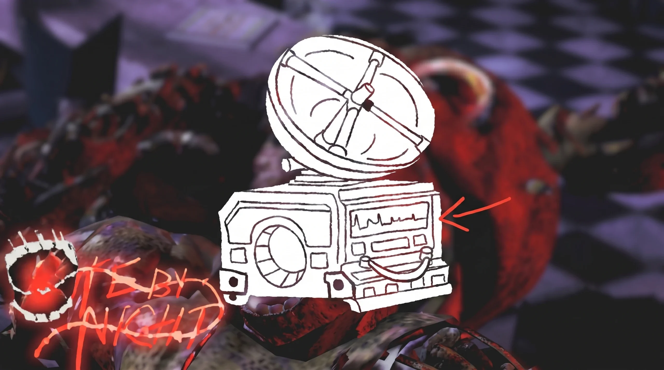 Bite by Night killers - a white van and satalite dish in front of a blurred background