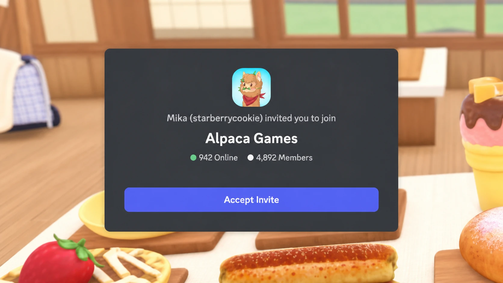 Cook and Sell codes: An image of the Alpaca Games Discord server