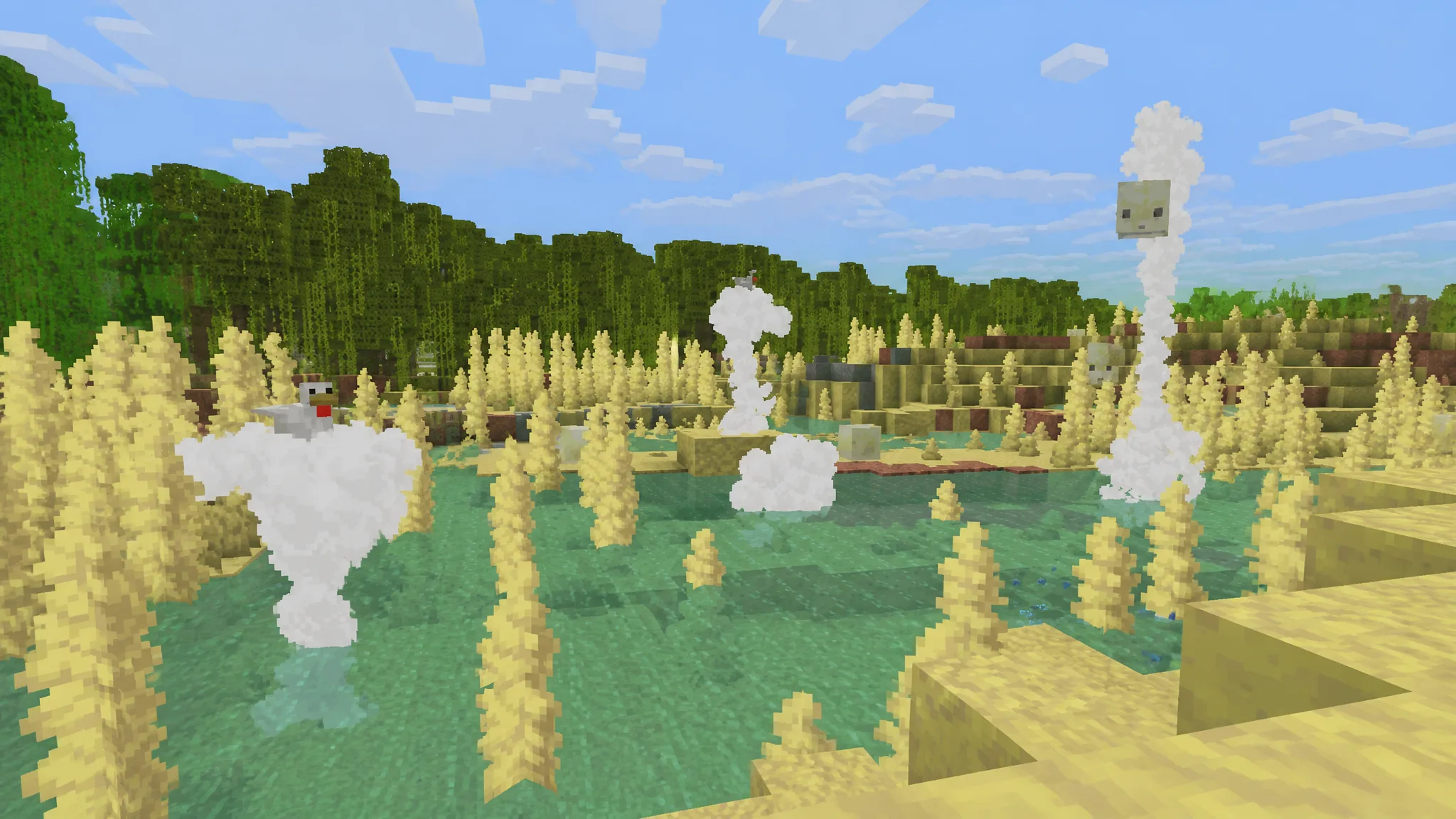geysers in sulfur cave biome in minecraft