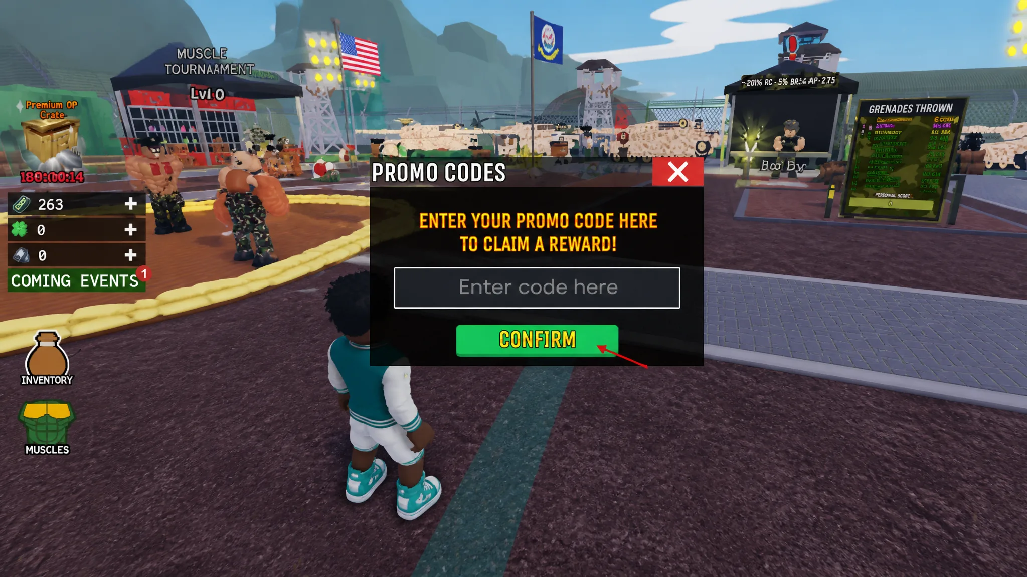 redeem Muscle Military codes