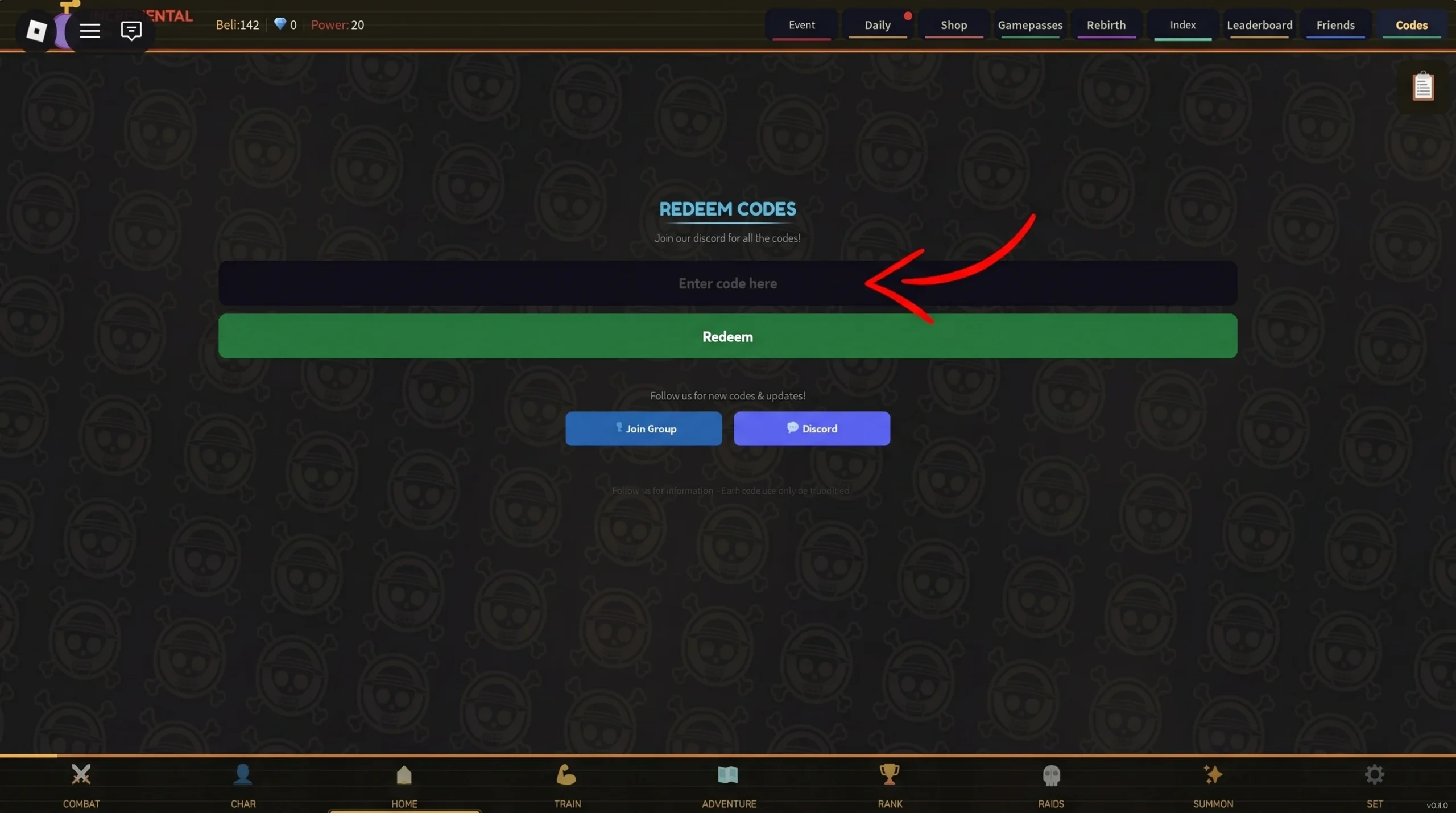 How to redeem Incremental Piece codes