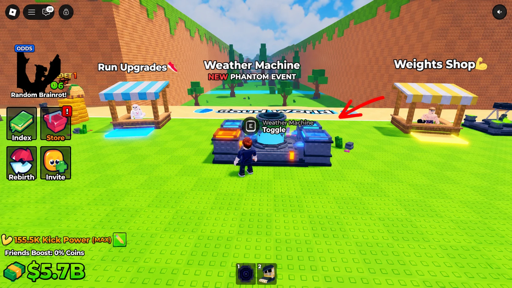 Kick a lucky block weather machine