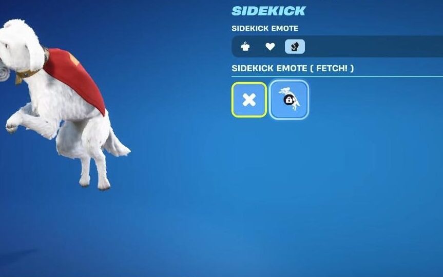 Krypto's FETCH! Sidekick emote in Fortnite, unlockable through Quests