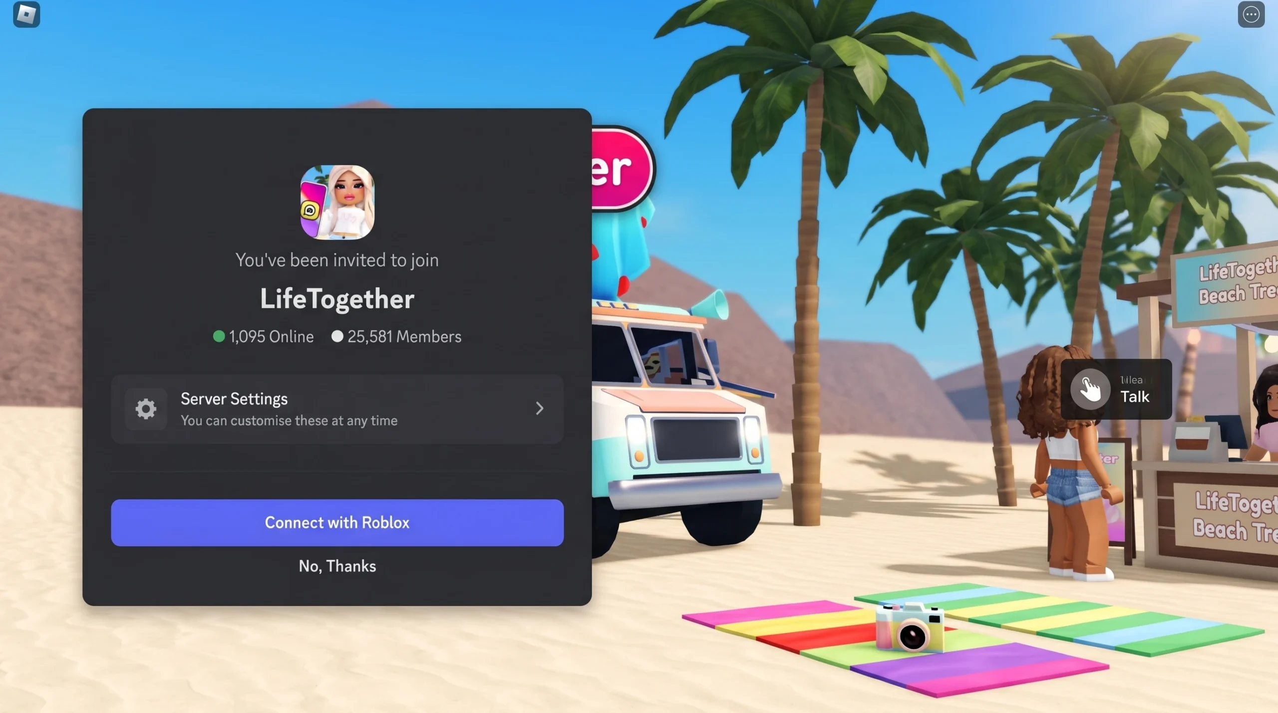 Life Together codes: A screenshot of the Life Together Discord server invite with a PT logo in the top right corner