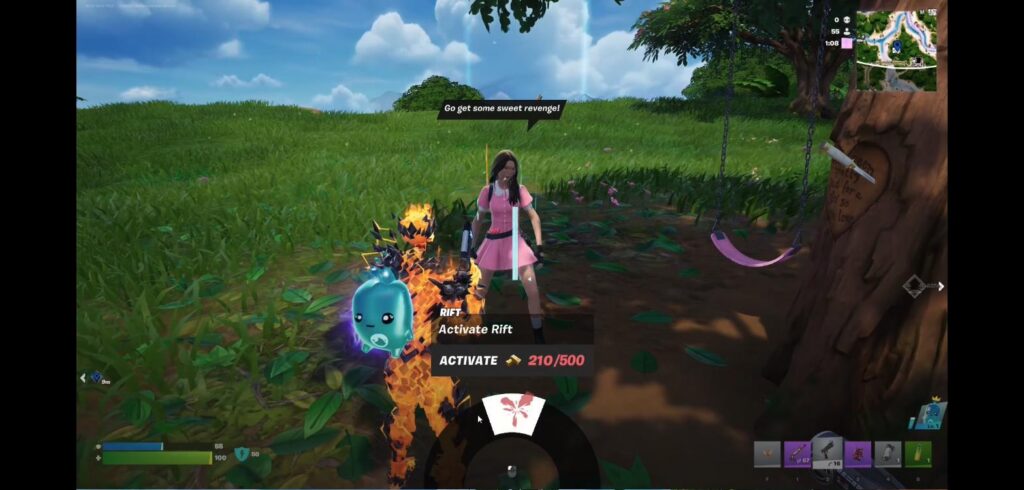 Fortnite Olivia Rodrigo collab NPC next to the Olivia Rodrigo tree