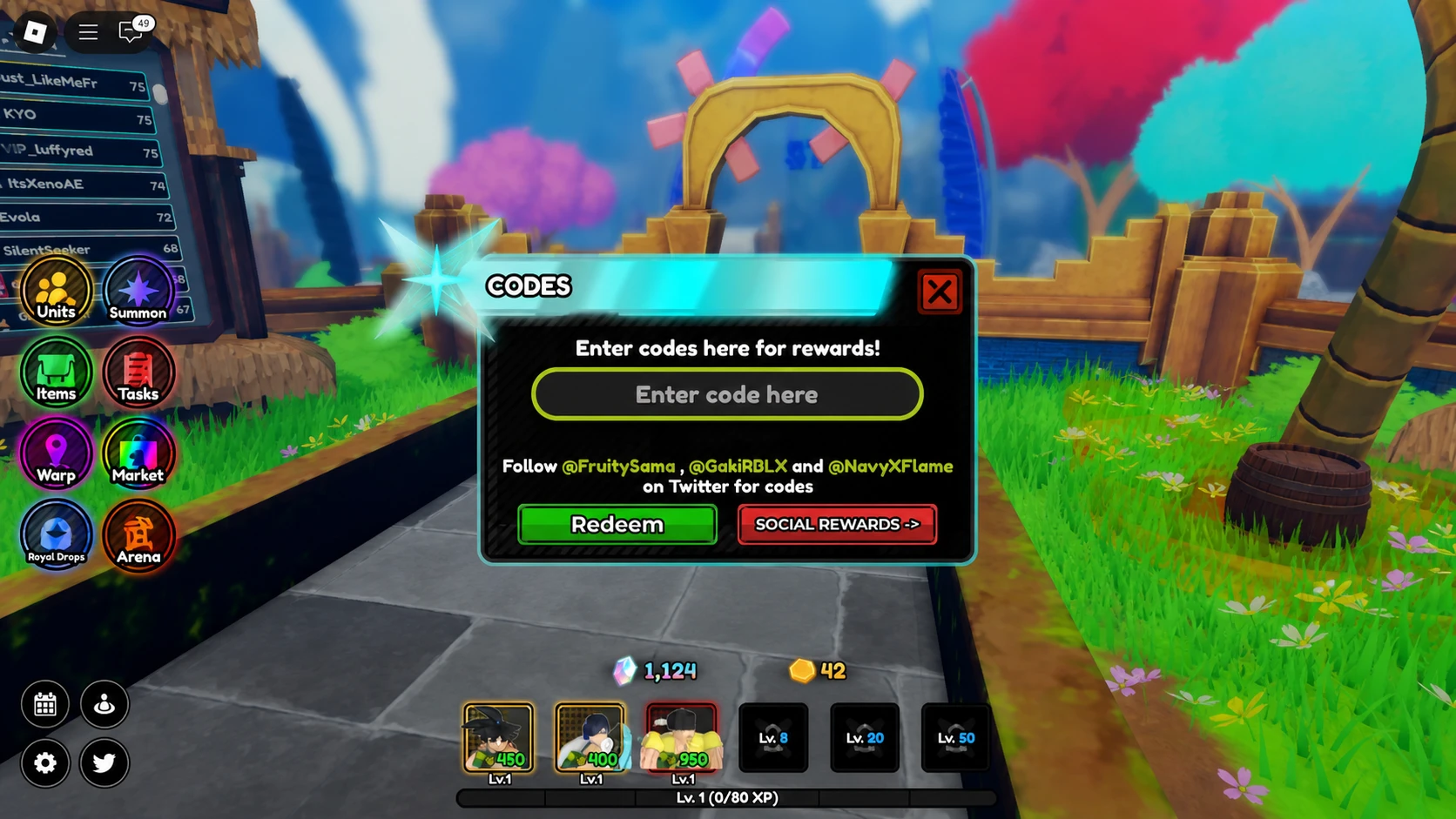 All Star Tower Defense X codes