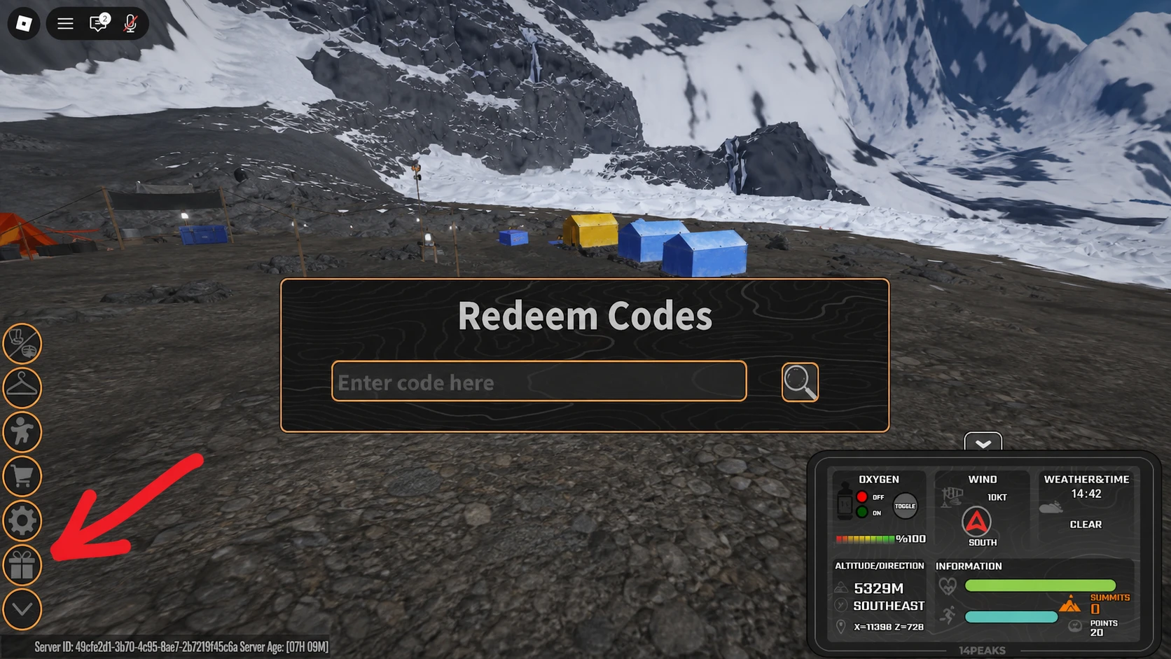 K2 Climbing code redemption pop-up window