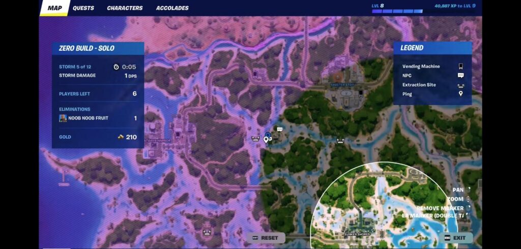 Fortnite map showing The Singularity location between Sinister Strip and Heatwave Harbor