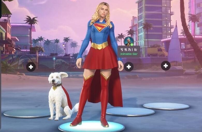 Supergirl with the Krypto Sidekick in the Fortnite Battle Royale lobby