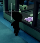 The patient appears completely black on camera.