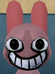 The patient has big eyes and wide smile.