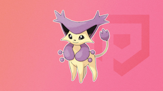 Custom image of Delcatty on a pink background for best cat Pokemon guide