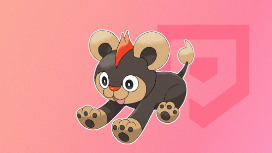 Custom image of Litleo on a pink background for best cat Pokémon guide