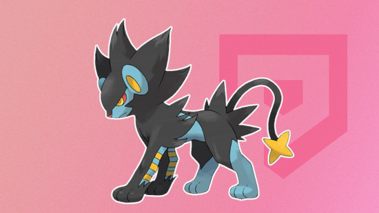 Custom image of Luxray on a pink background for best cat Pokémon guide