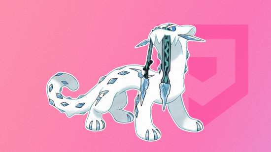 Custom image of Chien-Pao on a pink background for best cat Pokemon guide