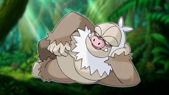 Custom image of Slaking on a jungle background for best monkey Pokemon guide