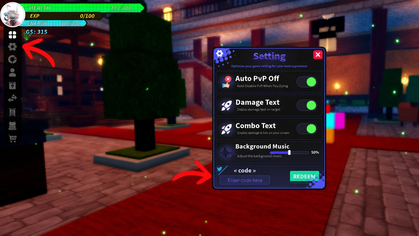 Code redemption system in Universal Piece