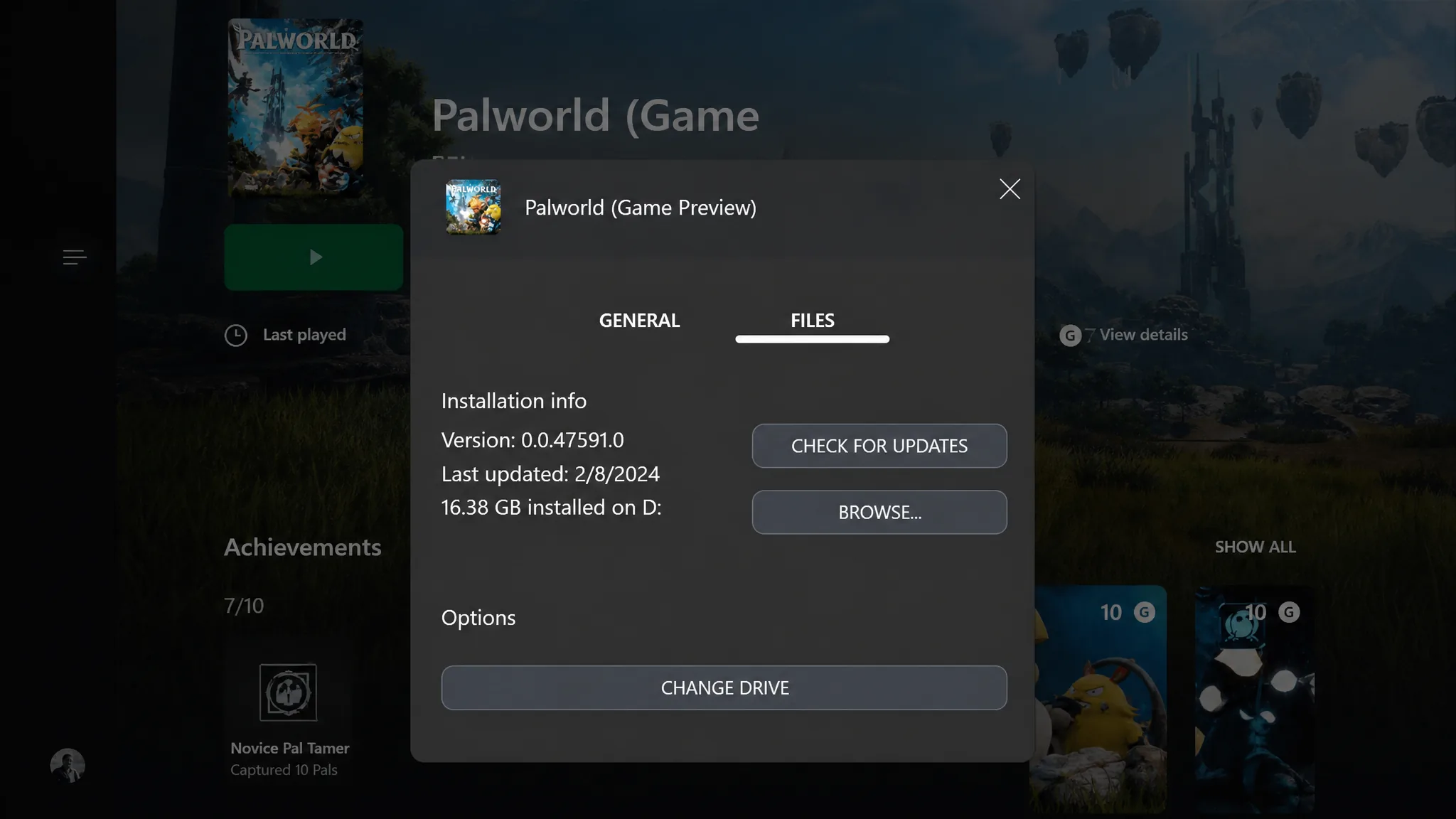 Palworld - Check Updates on Xbox Game Pass