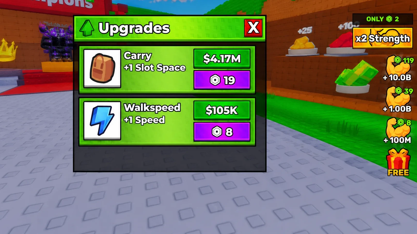image showing the Upgrades menu in +1 Mine Per Click