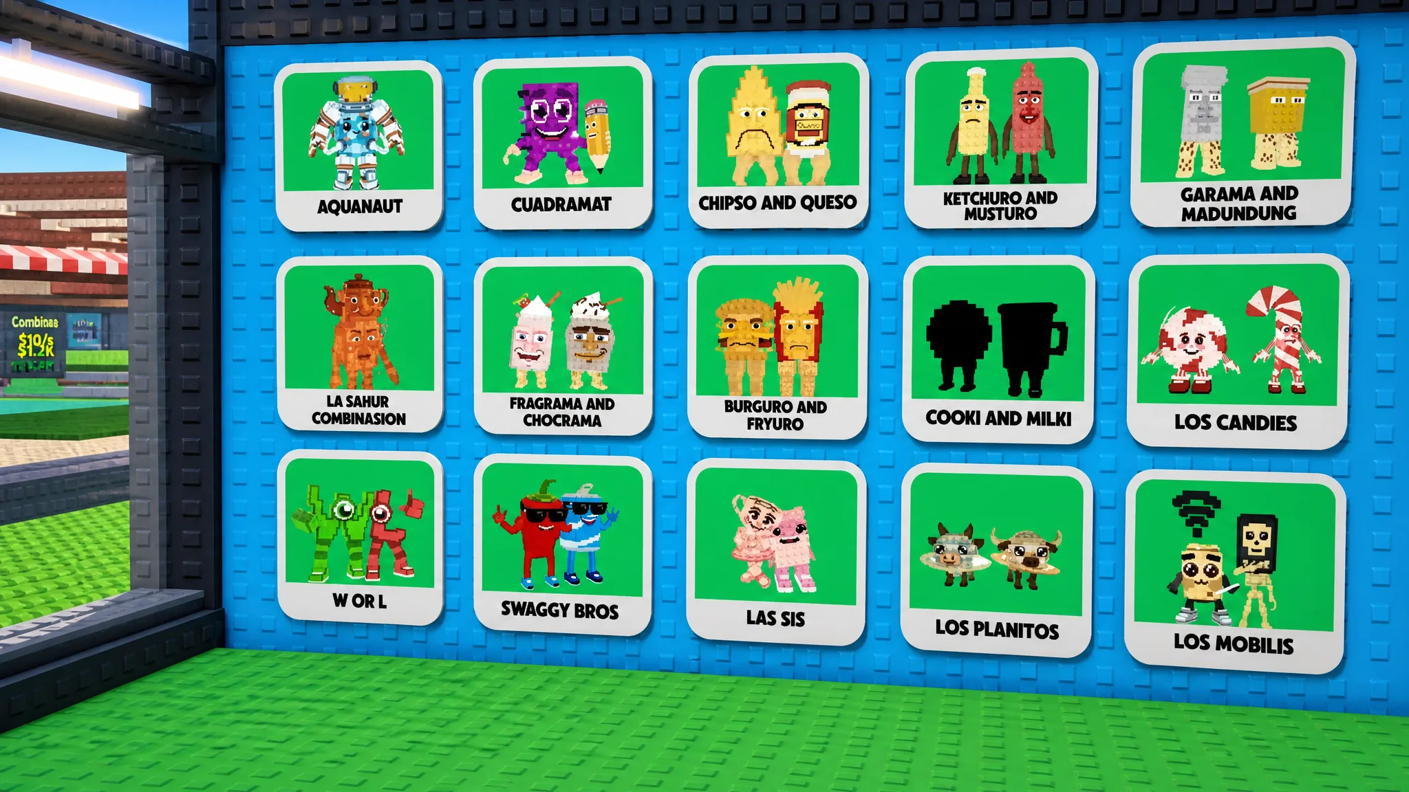 A pair of Duo Brainrots displayed in a player base in Steal a Brainrot